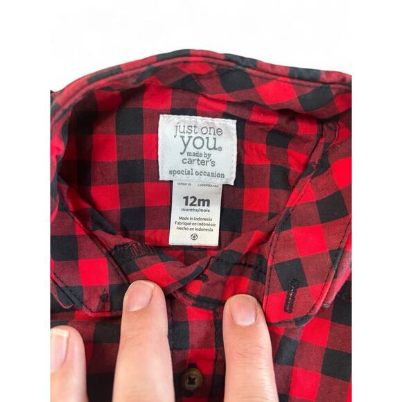 Carter's/Jumping Beans Outfit Overalls Button Down Sweater 12M - Picture 7 of 12